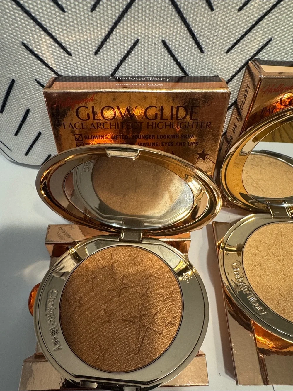 Charlotte Tilbury Glow Glide Compact Highlighters Trio- retail is $50 each